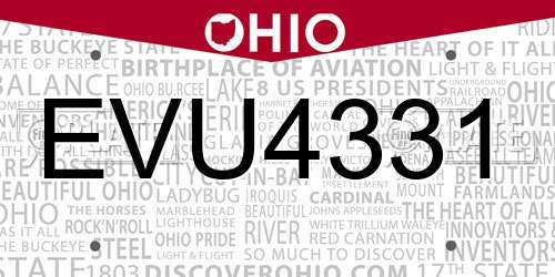 EVU4331 Ohio License Plate