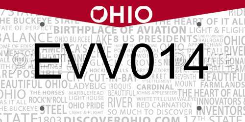 EVV014 Ohio License Plate