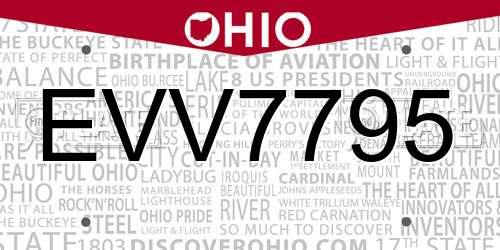 EVV7795 Ohio License Plate