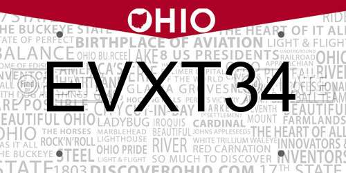 EVXT34 Ohio License Plate