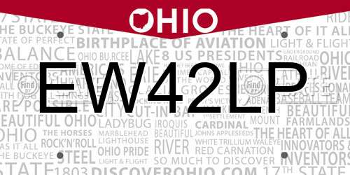EW42LP Ohio License Plate