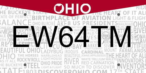 EW64TM Ohio License Plate