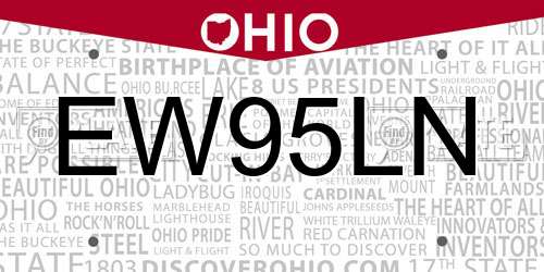 EW95LN Ohio License Plate