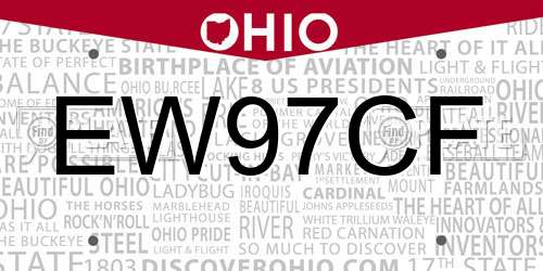 EW97CF Ohio License Plate