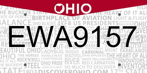 EWA9157 Ohio License Plate