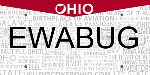 EWABUG Ohio License Plate