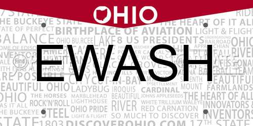 EWASH Ohio License Plate