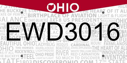 EWD3016 Ohio License Plate