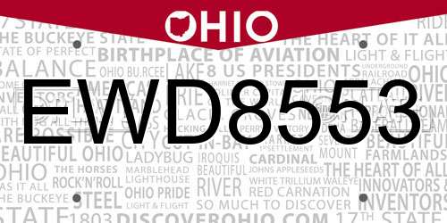 EWD8553 Ohio License Plate