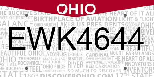 EWK4644 Ohio License Plate
