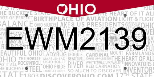 EWM2139 Ohio License Plate