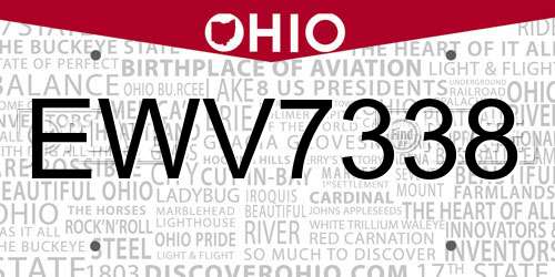 EWV7338 Ohio License Plate