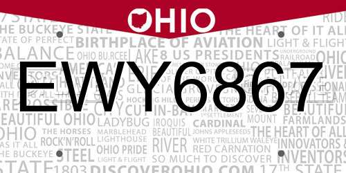 EWY6867 Ohio License Plate
