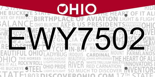 EWY7502 Ohio License Plate