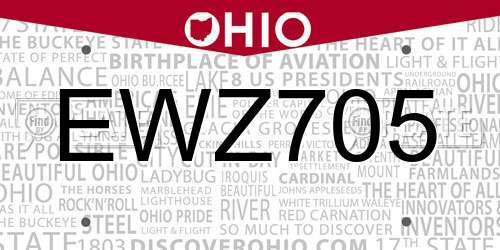 EWZ705 Ohio License Plate