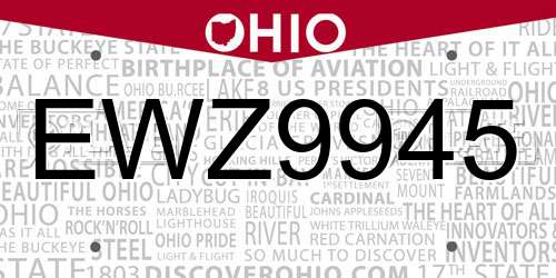 EWZ9945 Ohio License Plate