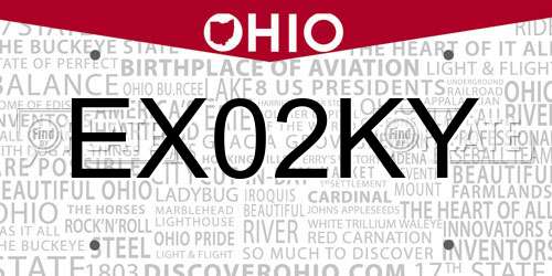 EX02KY Ohio License Plate