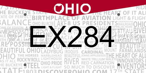 EX284 Ohio License Plate