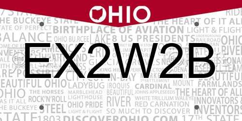EX2W2B Ohio License Plate