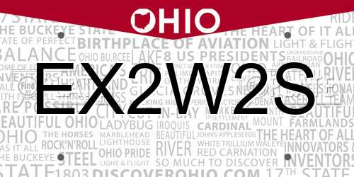 EX2W2S Ohio License Plate