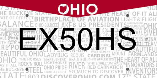 EX50HS Ohio License Plate