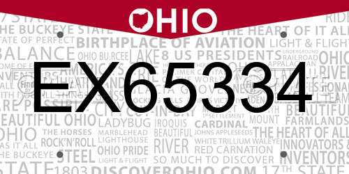 EX65334 Ohio License Plate