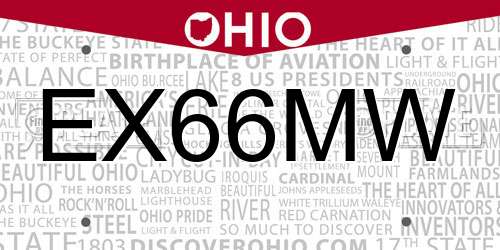 EX66MW Ohio License Plate