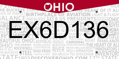 EX6D136 Ohio License Plate