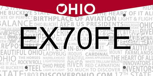 EX70FE Ohio License Plate