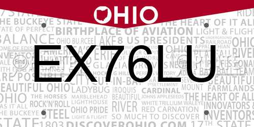 EX76LU Ohio License Plate