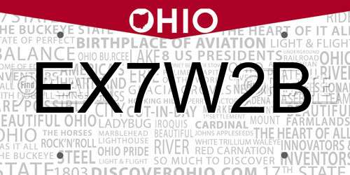 EX7W2B Ohio License Plate