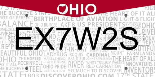 EX7W2S Ohio License Plate