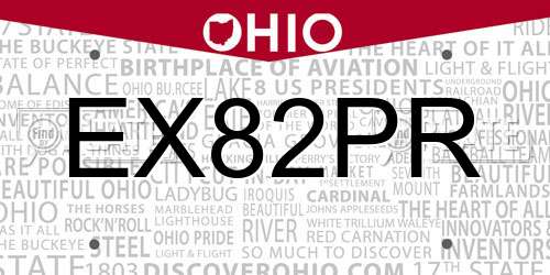 EX82PR Ohio License Plate