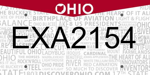 EXA2154 Ohio License Plate
