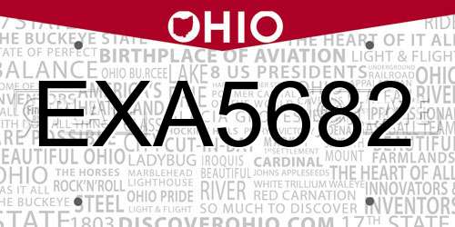 EXA5682 Ohio License Plate