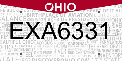 EXA6331 Ohio License Plate