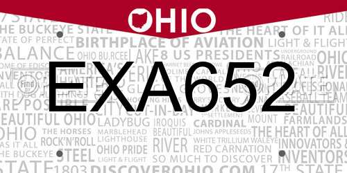 EXA652 Ohio License Plate