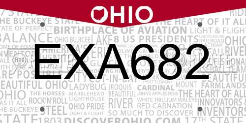 EXA682 Ohio License Plate