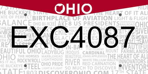 EXC4087 Ohio License Plate