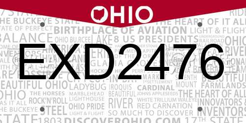 EXD2476 Ohio License Plate