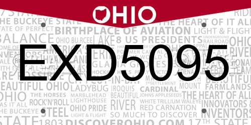 EXD5095 Ohio License Plate