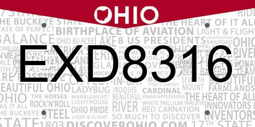 EXD8316 Ohio License Plate
