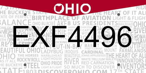 EXF4496 Ohio License Plate
