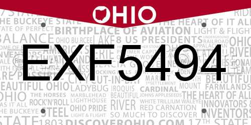 EXF5494 Ohio License Plate