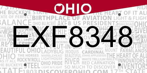 EXF8348 Ohio License Plate