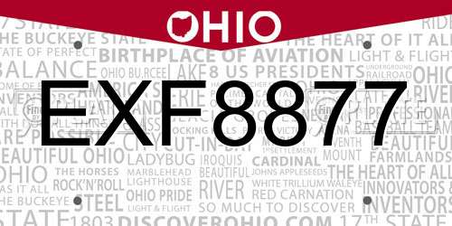 EXF8877 Ohio License Plate