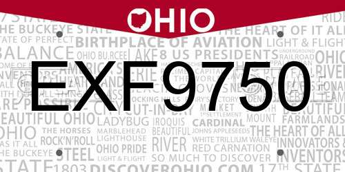 EXF9750 Ohio License Plate