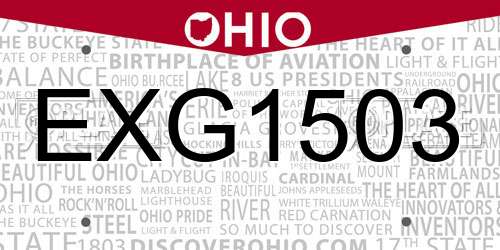 EXG1503 Ohio License Plate