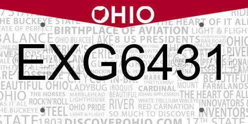 EXG6431 Ohio License Plate