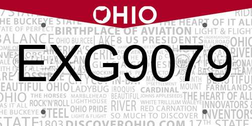 EXG9079 Ohio License Plate
